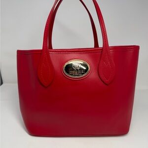 Roberto Cavalli Leather New Tote Purse Bag Red